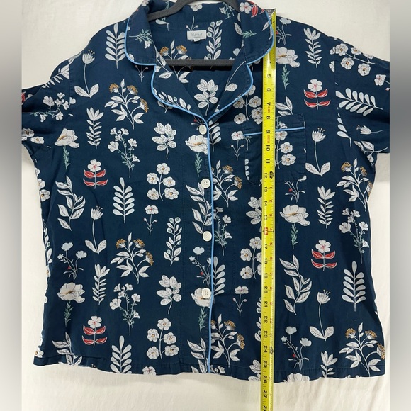 Bed Head Pajama Set Womens Floral 1X Blue Cotton Lounge 2 Piece Sleepwear - Picture 6 of 15